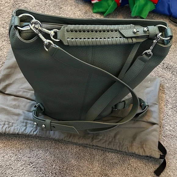 All Saints Sage Green Leather Backpack - Picture 5 of 7